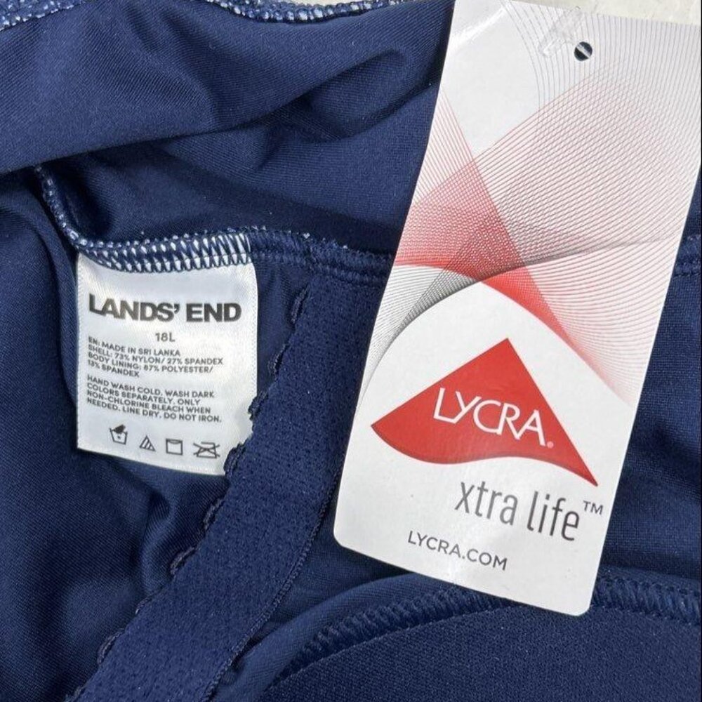 NWT Land's End tugless dark blue scoop neck swimsuit, Size 18 - Picture 4 of 4